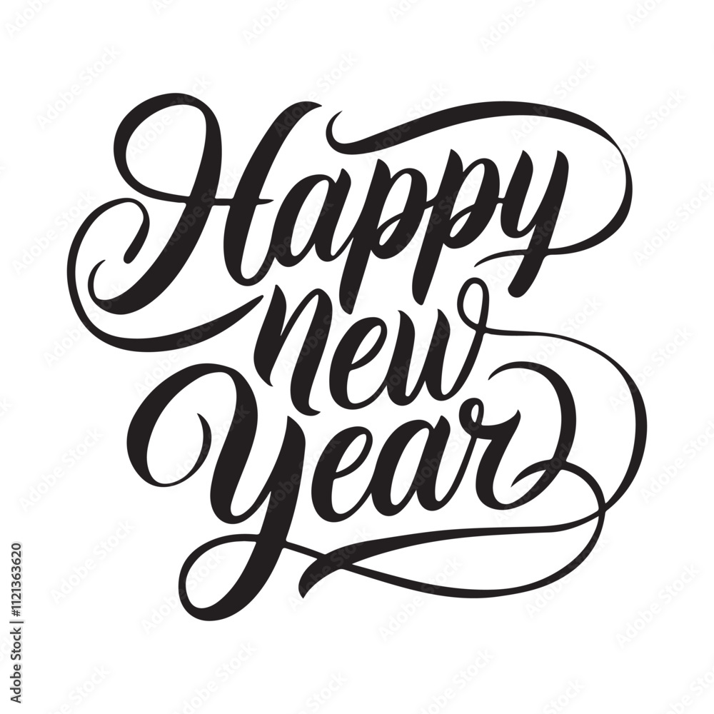 Happy New year typography with a beautiful font Happy New year typography with a beautiful font