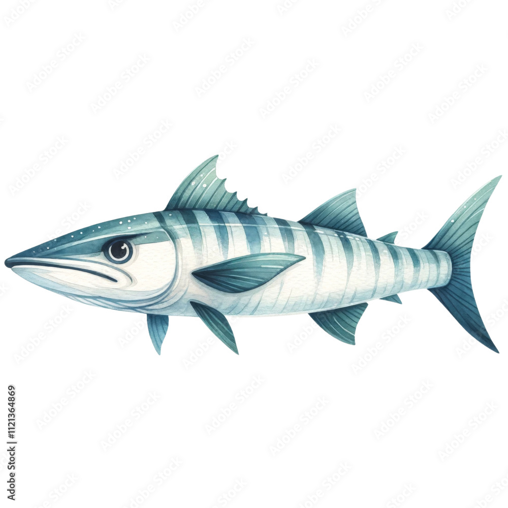 Fototapeta premium Detailed Watercolor Illustration of a Sturgeon.
