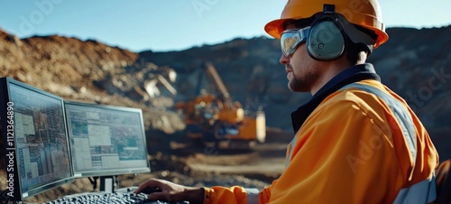 Mining Engineer Using Technology in Quarry
