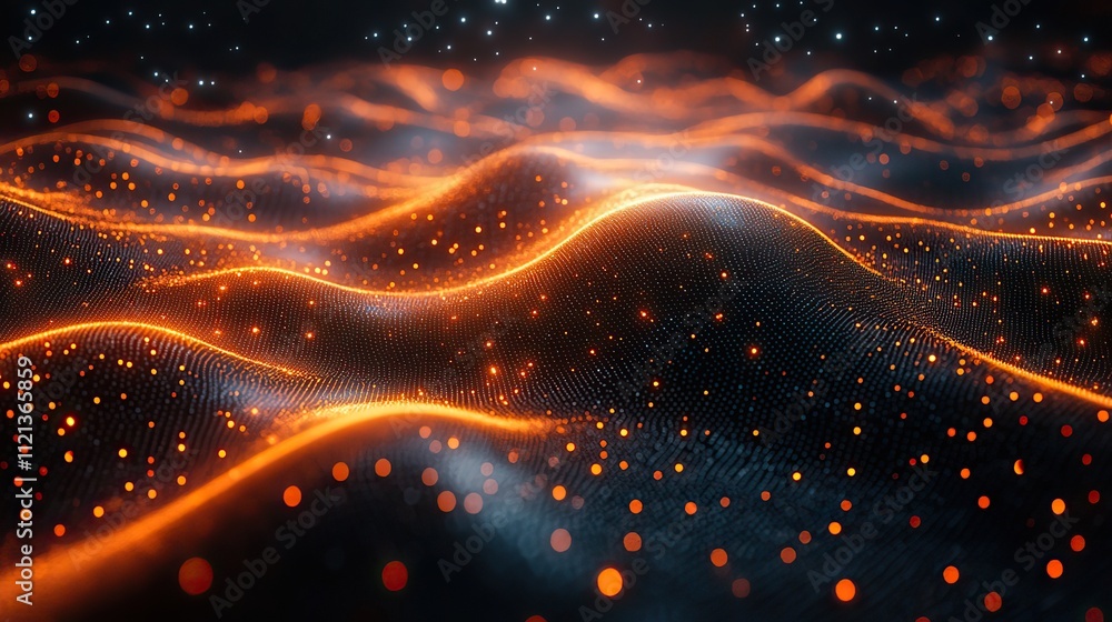 Obraz premium A sci-fi network shape is depicted in an abstract computer-generated technology background