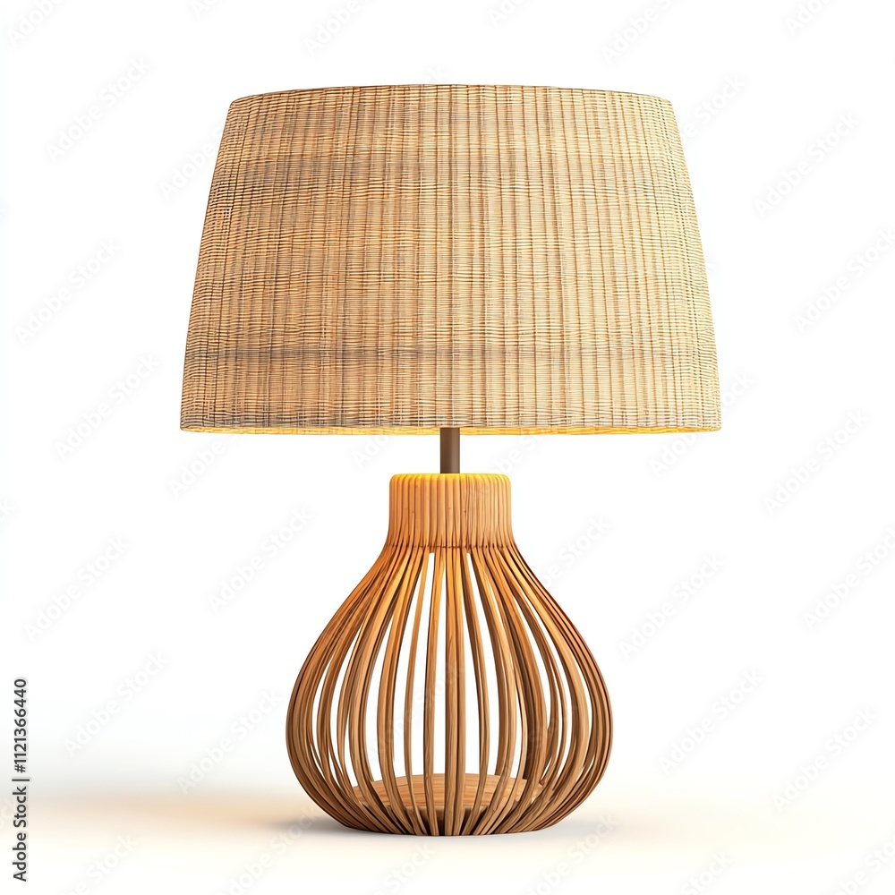 Stylish wooden lamp with a woven shade, perfect for modern home decor and adding warmth to any space. Stylish wooden lamp with a woven shade, perfect for modern home decor and adding warmth to any space.