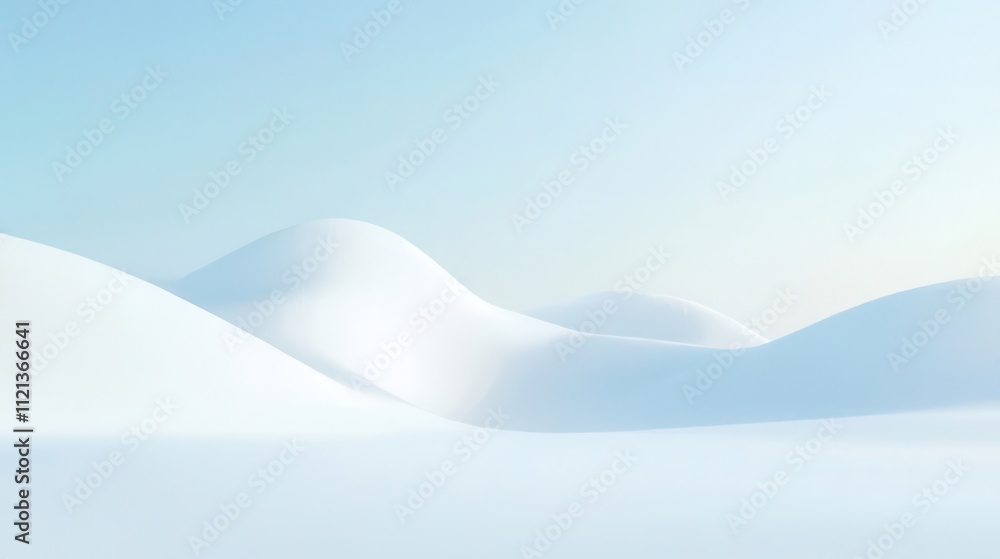 Serene snow-covered landscape with gently rolling hills under a clear sky. Serene snow-covered landscape with gently rolling hills under a clear sky.