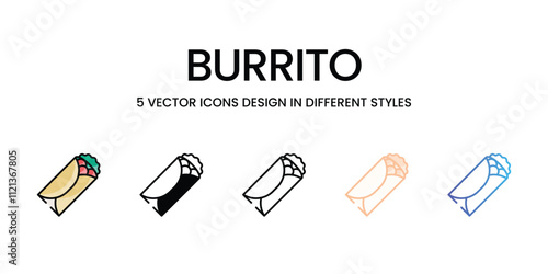 Burrito icons in different style vector stock illustration