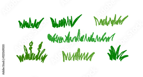 Grass Crayon Chalk Drawing Vector
