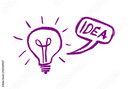 Light Bulb Idea Speech Bubble Crayon Chalk Drawing Vector
