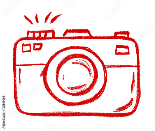 Old Tourist Camera Crayon Chalk Drawing Vector