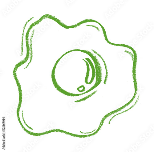 Sunny Side Up Egg Crayon Chalk Drawing Vector