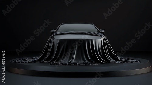 Wallpaper Mural Mysterious black car covered by cloth on dark background. Torontodigital.ca