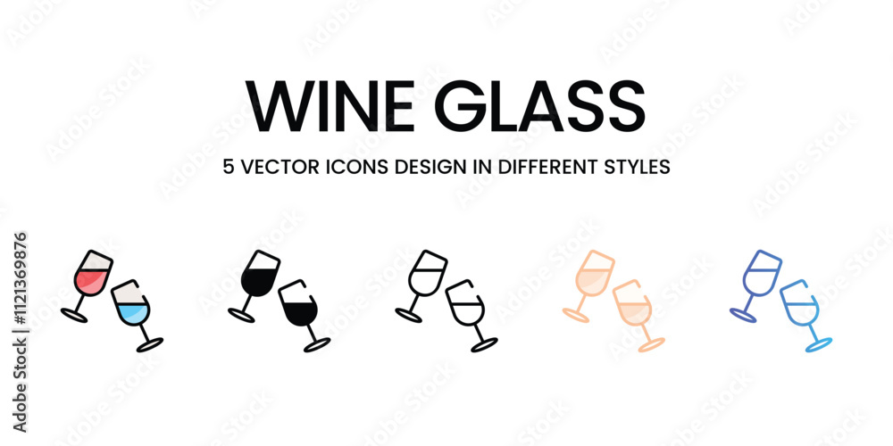 Wine Glass icons in different style vector stock illustration Wine Glass icons in different style vector stock illustration