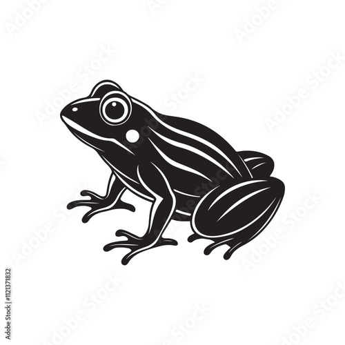 frog silhouette, black and white silhouette, vector and illustration