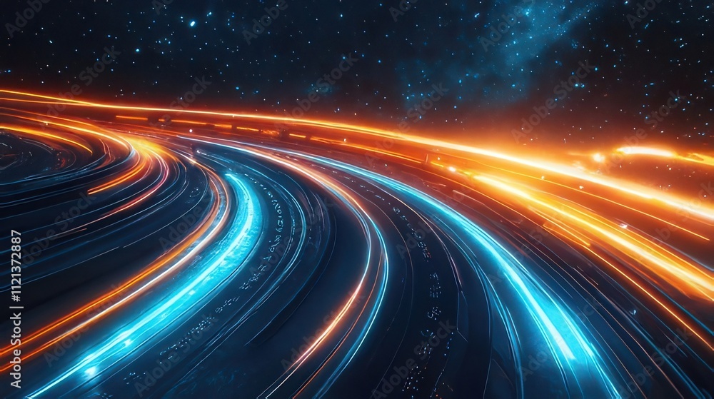 Abstract glowing curves and light trails in space. Abstract glowing curves and light trails in space.