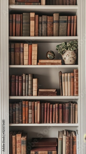 Antique Bookshelf Filled With Timeless Treasures photo