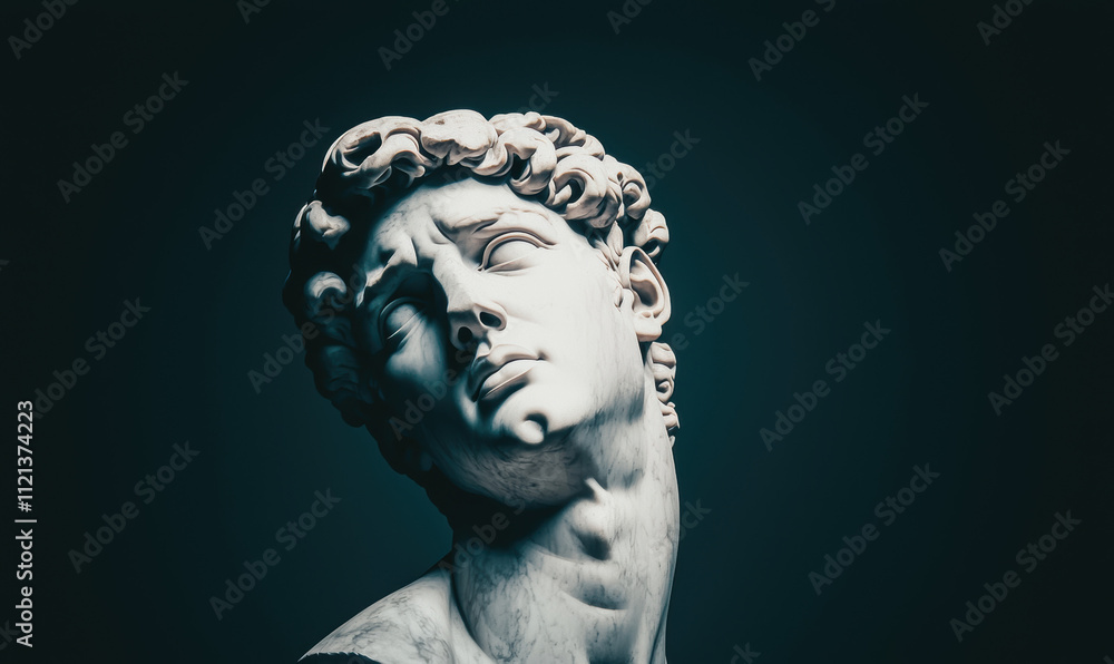 Dramatic Marble Sculpture on Dark Background with Subtle Lighting Dramatic Marble Sculpture on Dark Background with Subtle Lighting