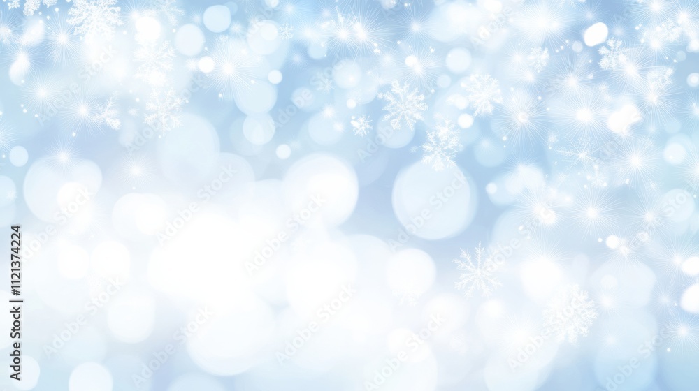 Soft Winter Background with Snowflakes and Sparkling Bokeh Effect Soft Winter Background with Snowflakes and Sparkling Bokeh Effect