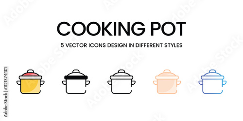 Cooking Pot icons in different style vector stock illustration