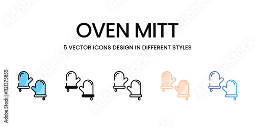 Oven Mitt icons in different style vector stock illustration