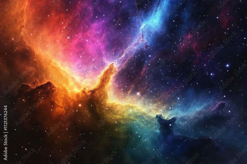 Cosmic Nebula with Vibrant Colors and Scattered Stars Cosmic Nebula with Vibrant Colors and Scattered Stars