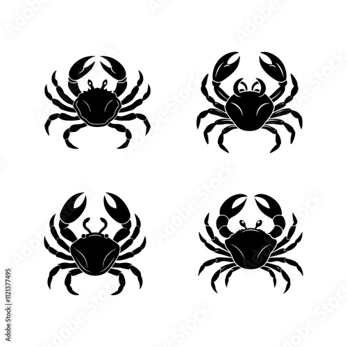 Wallpaper Mural set of crab silhouette, black and white silhouette, vector and illustration Torontodigital.ca