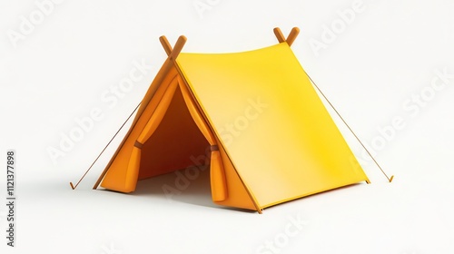 Obraz na płótnie Yellow cartoon camping tent isolated on white background. w salonie