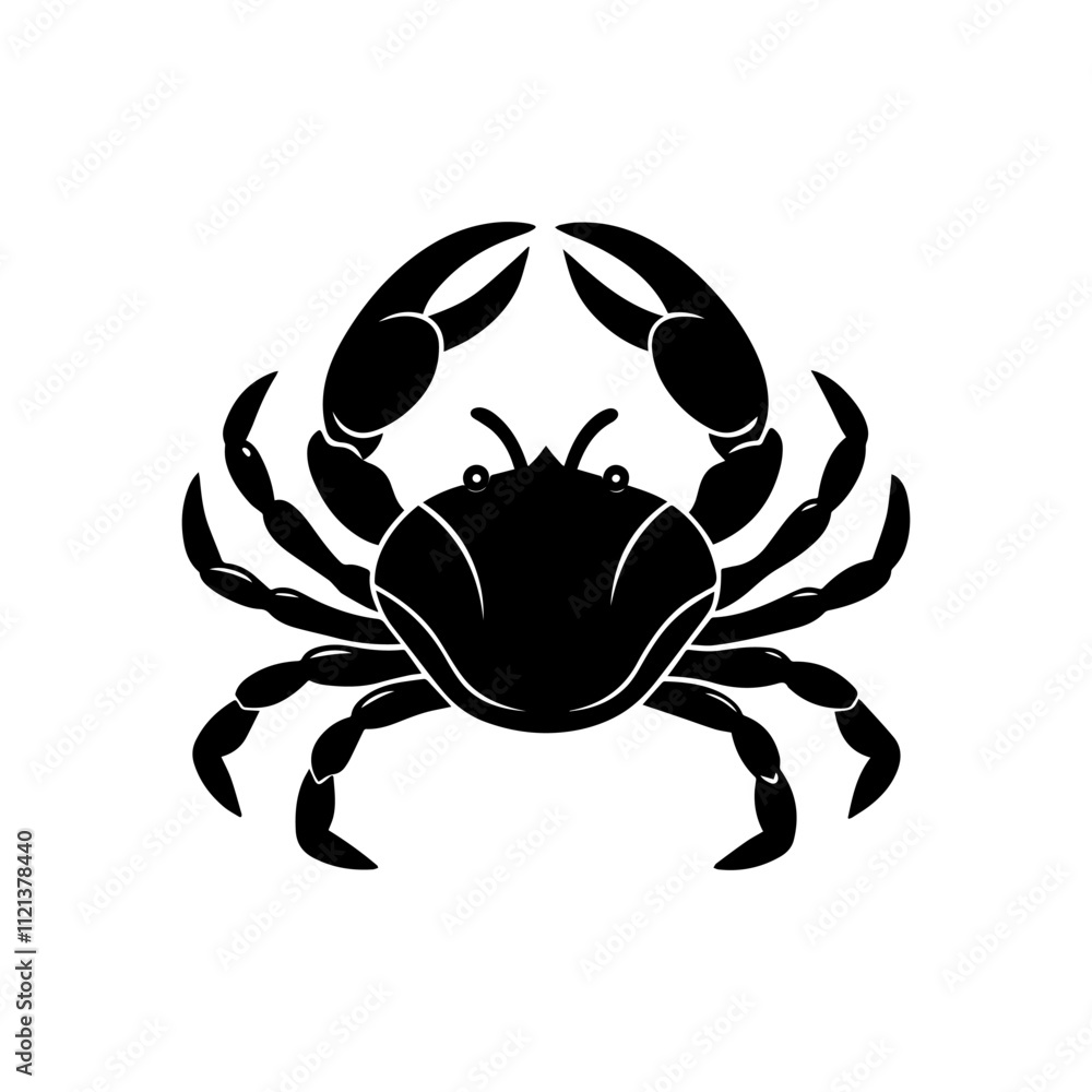 crab silhouette, black and white silhouette, vector and illustration crab silhouette, black and white silhouette, vector and illustration