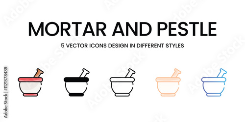 Mortar and Pestle icons in different style vector stock illustration