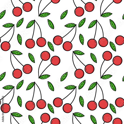 Cherry fruit seamless patter vector eps