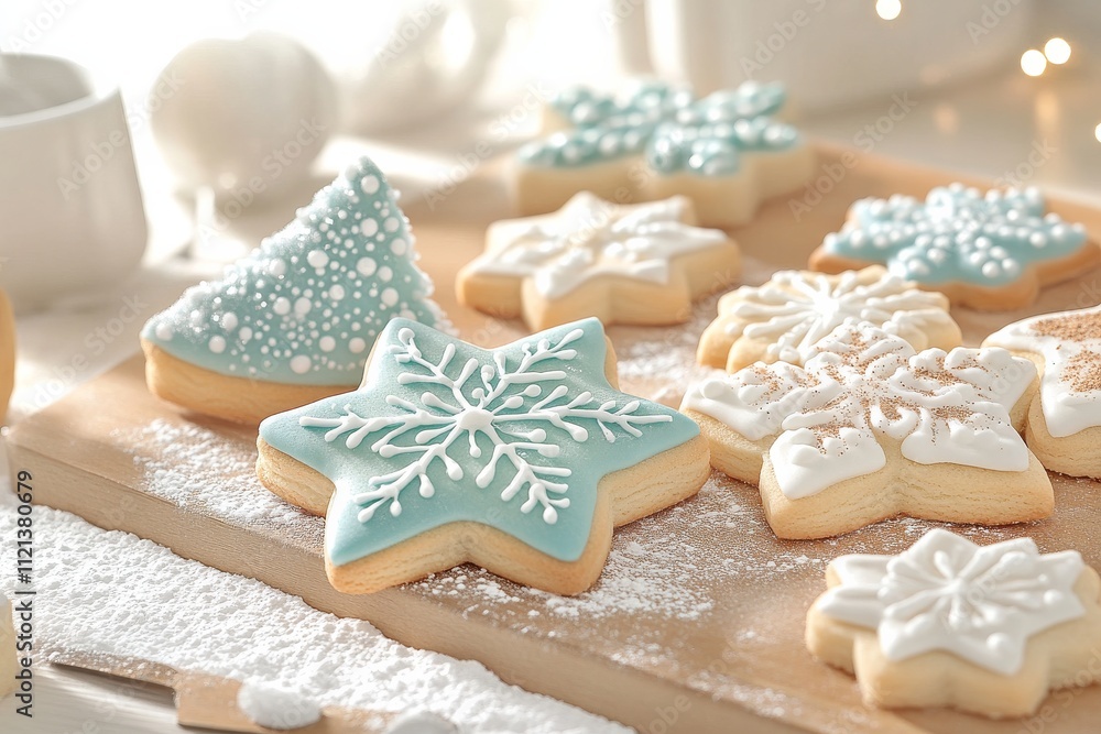 Homemade Christmas cookies decorated with intricate icing and spices. Generative AI Homemade Christmas cookies decorated with intricate icing and spices. Generative AI
