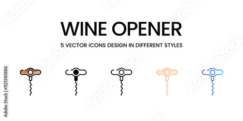 Wine Opener icons in different style vector stock illustration