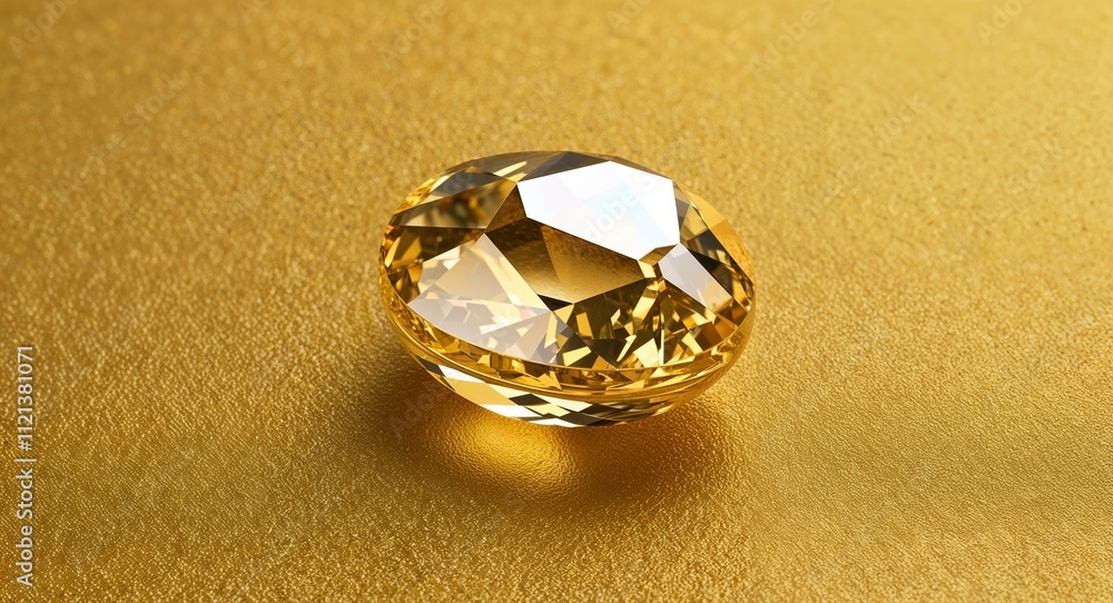 Gem shaped gold nugget multifaceted radiant sparkling under gleaming light Gem shaped gold nugget multifaceted radiant sparkling under gleaming light