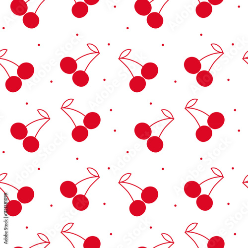Cherry fruit seamless patter vector eps