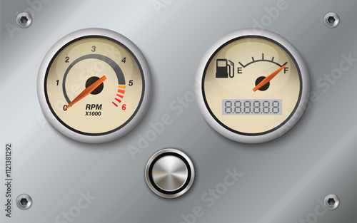 Gauge automobile 3d on dark background for decoration