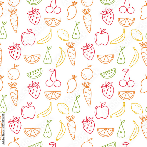 Fruit seamless pattern outline. seamless pattern for food wrapping or wallpaper