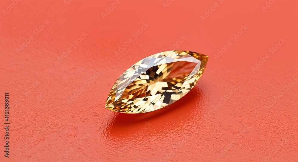 Marquise topaz golden brilliance smooth sparkle on a coral background Marquise topaz golden brilliance smooth sparkle on a coral background