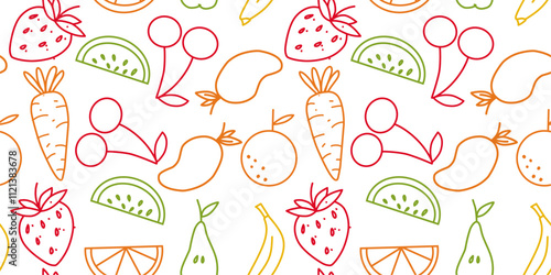 Fruit seamless pattern outline. seamless pattern for food wrapping or wallpaper
