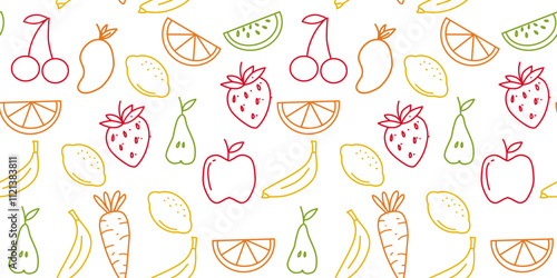 Fruit seamless pattern outline. seamless pattern for food wrapping or wallpaper