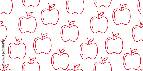 Simple apple outline seamless pattern for food wrapping, or wallpaper