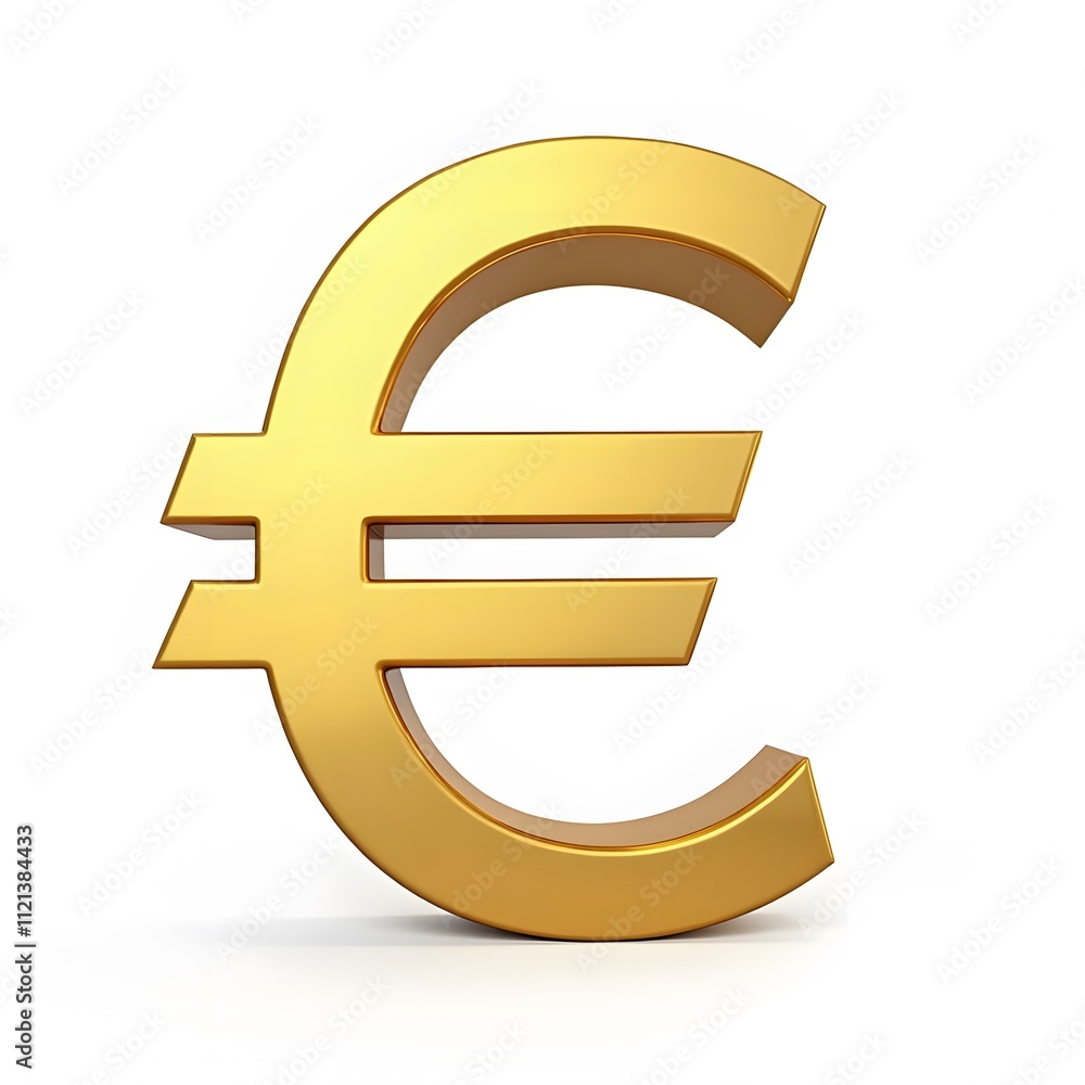 Golden Euro Symbol - Currency, Finance, Europe n white background Golden Euro Symbol - Currency, Finance, Europe n white background