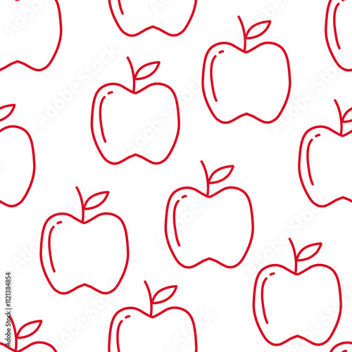 Simple apple outline seamless pattern for food wrapping, or wallpaper