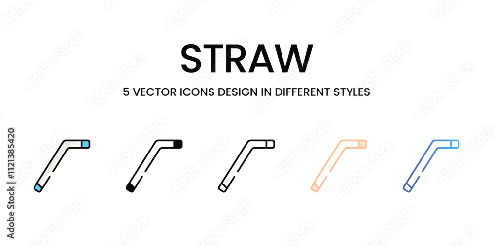 Straw icons in different style vector stock illustration Straw icons in different style vector stock illustration