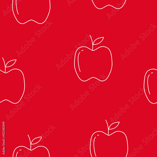 Simple apple outline seamless pattern for food wrapping, or wallpaper