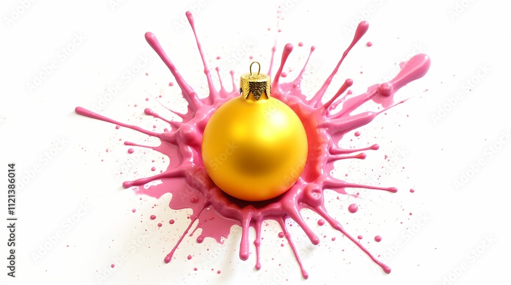 A bright ball surrounded by splashes of paint symbolizing the holiday. A bright ball surrounded by splashes of paint symbolizing the holiday.