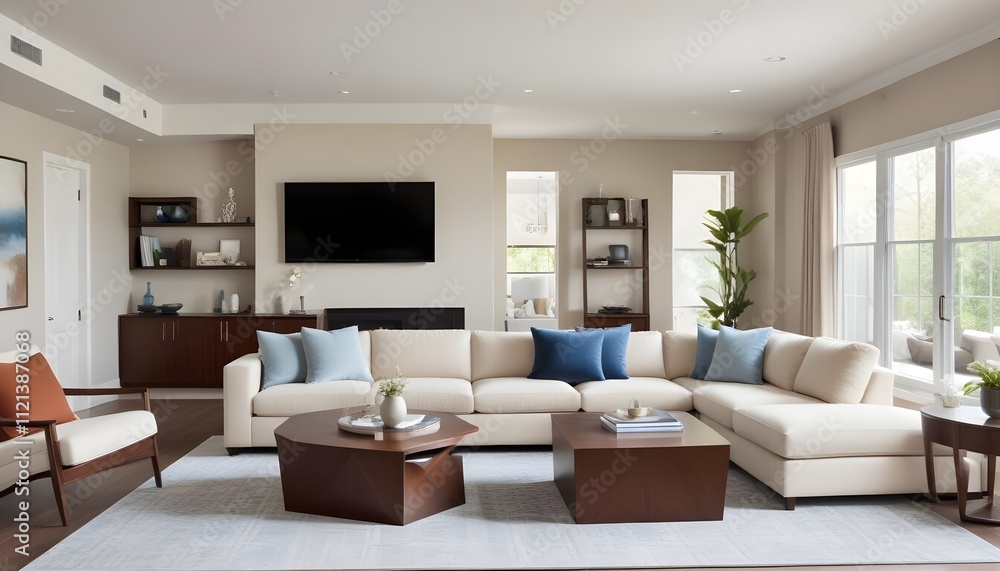 Photo interior modern design room 3D illustration Photo interior modern design room 3D illustration