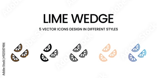 Lime Wedge icons in different style vector stock illustration