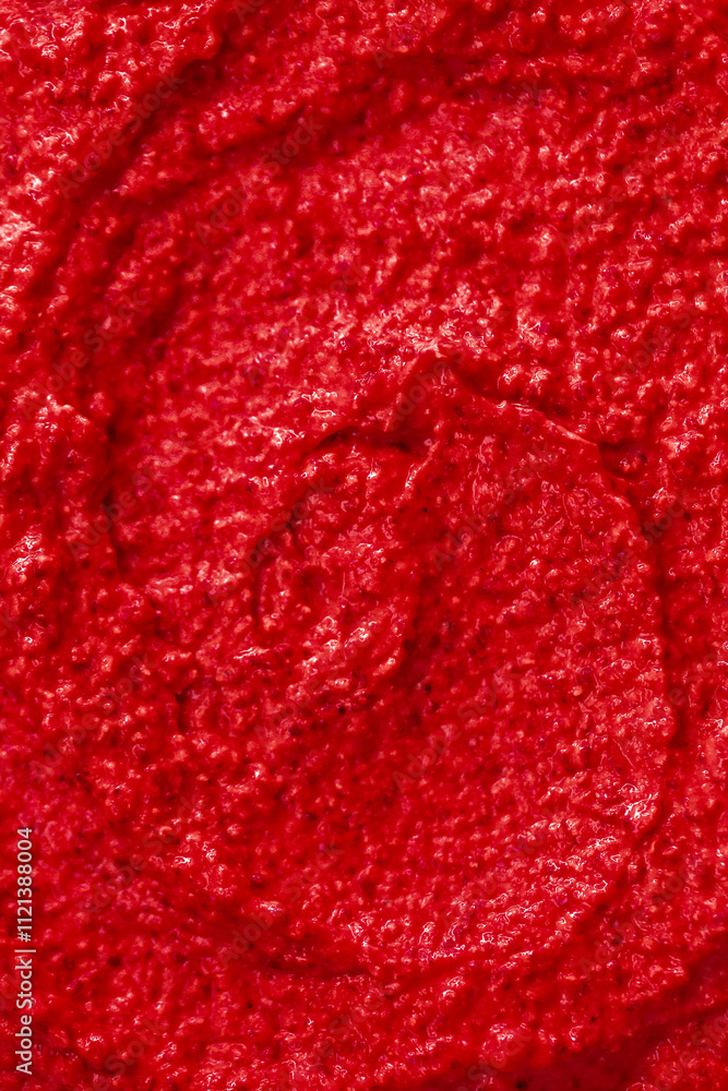 Red berry yogurt ice cream. Fresh fruit smoothie with strawberries, raspberries, pomegranate and red currants. Ice cream texture. Delicious sweet dessert close-up as a background. Red berry yogurt ice cream. Fresh fruit smoothie with strawberries, raspberries, pomegranate and red currants. Ice cream texture. Delicious sweet dessert close-up as a background.