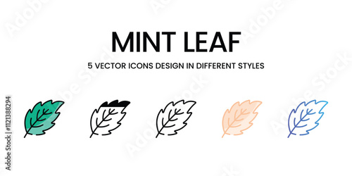 Mint Leaf icons in different style vector stock illustration