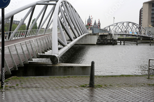 Walway from the library to Nemo centre - Oosterdok - Amsterdam - Holland - The Netherlands photo