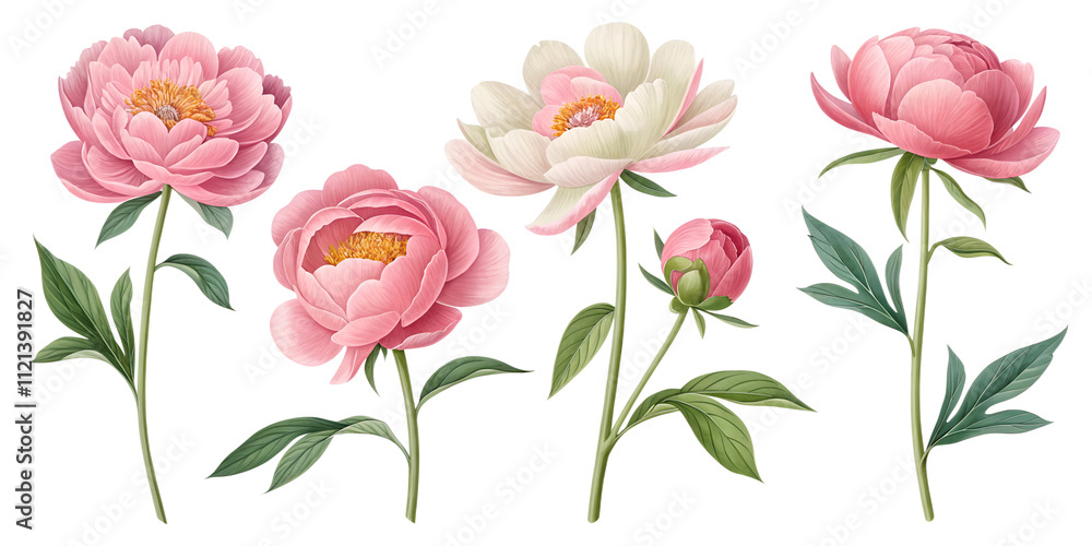Beautiful peonies in varying shades showcasing nature's elegance during springtime Beautiful peonies in varying shades showcasing nature's elegance during springtime