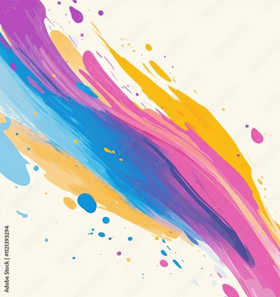 background with colorful paint splashes and brush strokes on white background with colorful paint splashes and brush strokes on white