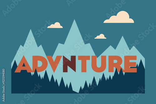 Adventure Typography Design - Printable Line Art for Travel Enthusiasts