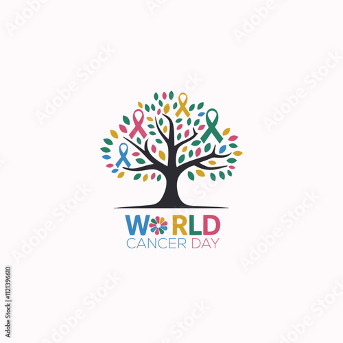 World Cancer Day 2025, Tree Design, Awareness, Hope, Unity, Change